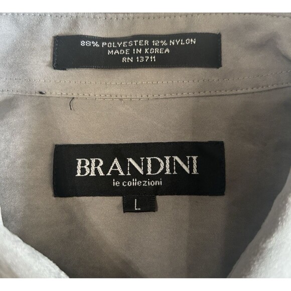 Brandini le Collezioni Mens Gray Faux Suede Button Down Long Sleeve Shirts Sz L - Picture 6 of 6